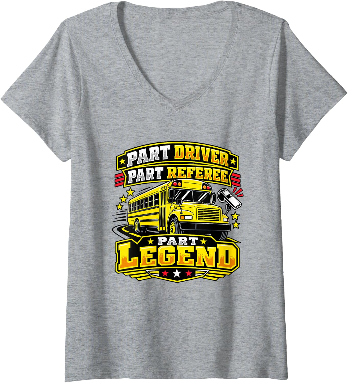 Women's School Bus Driver Legend V-Neck T-Shirt - Heather Grey