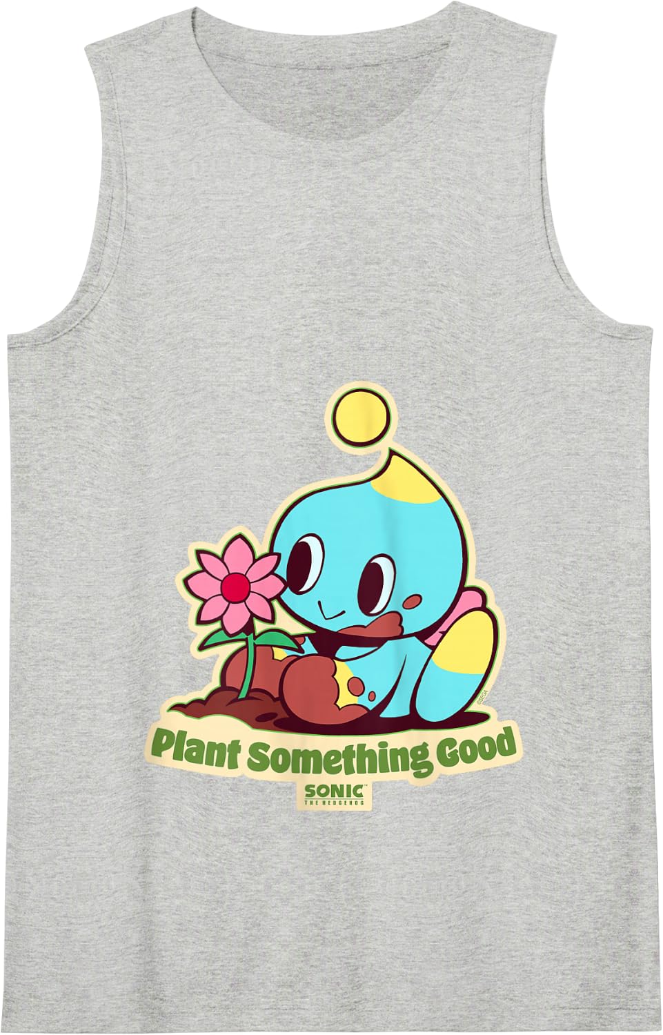 Sonic the Hedgehog - "Plant Something Good" Earth Day Chao Tank Top - Heather Grey