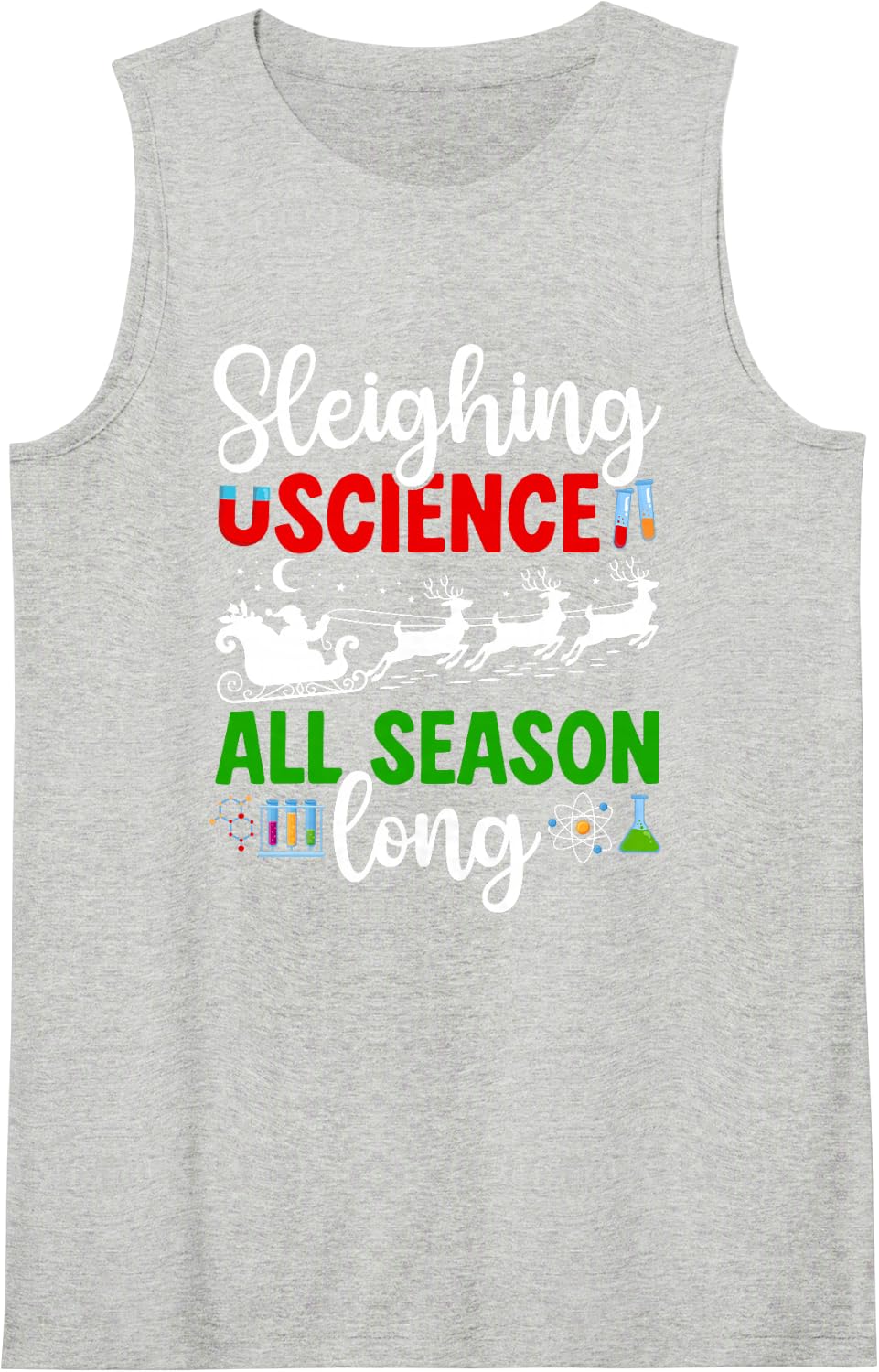Funny Christmas Science Teacher Xmas Science Teaching Sleeveless Tank Top - Heather Grey