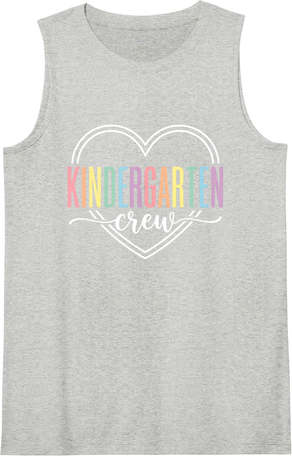 Kindergarten Crew Cute Heart Teacher Student School Sleeveless Tank Top - Heather Grey