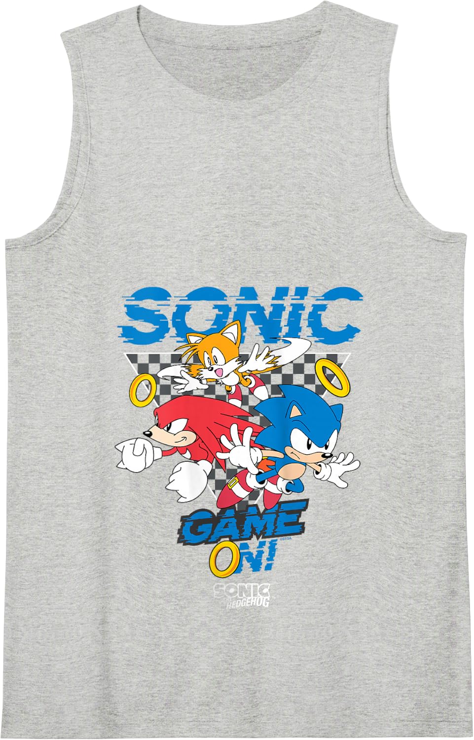 Sonic The Hedgehog Game On! Main Trio Retro Group Shot Tank Top - Heather Grey