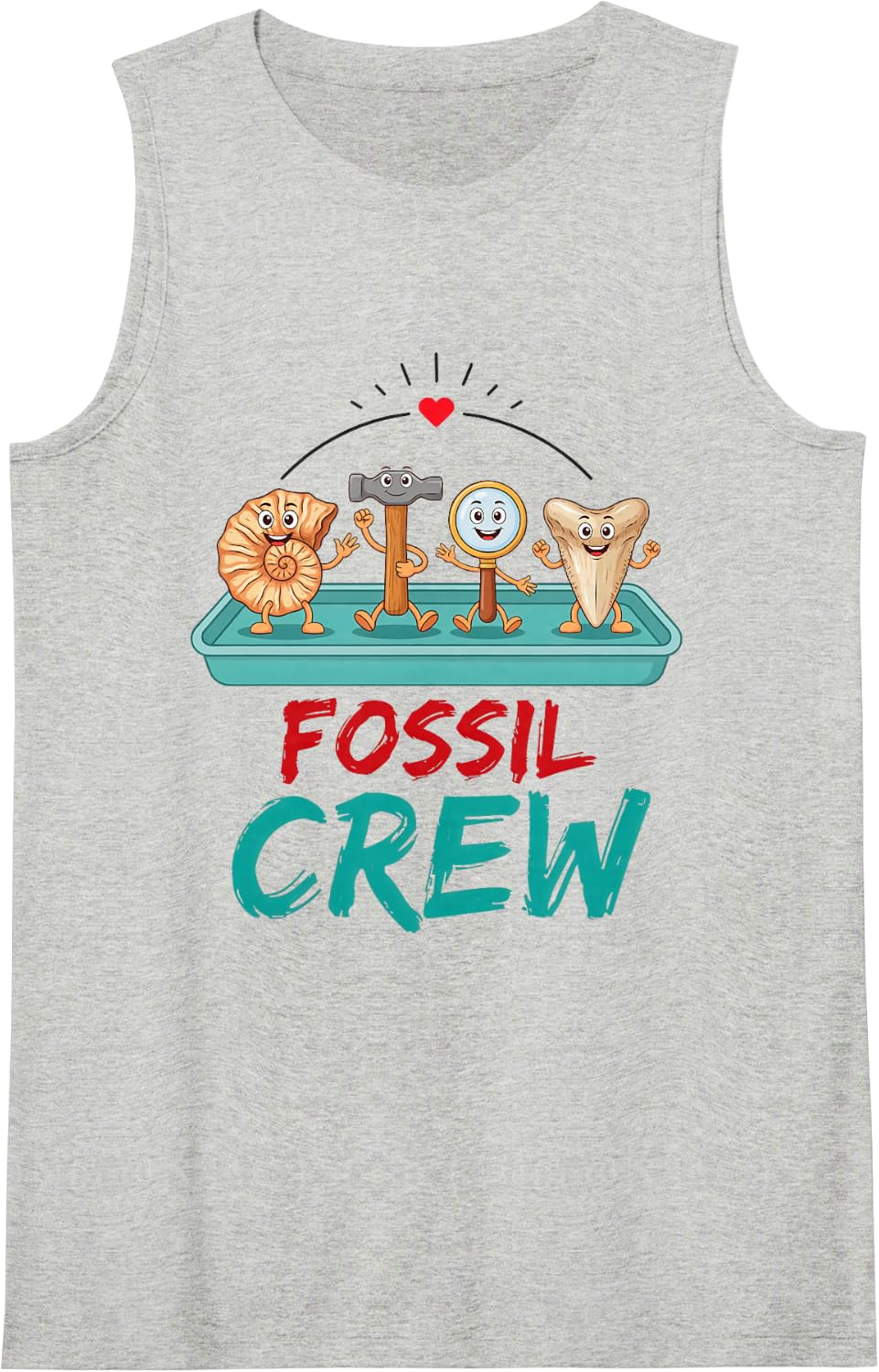 Fossil Hunting Collecting Paleontologist Hunter Hound Sleeveless Tank Top - Heather Grey