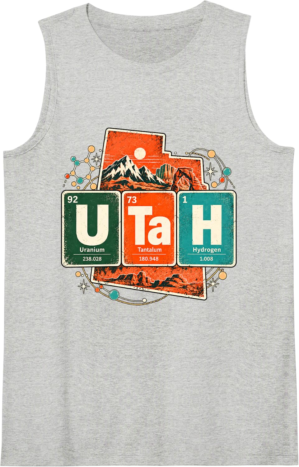 Utah Periodic Table State Map Science Geography Chemistry Sleeveless Tank Top - Heather Grey