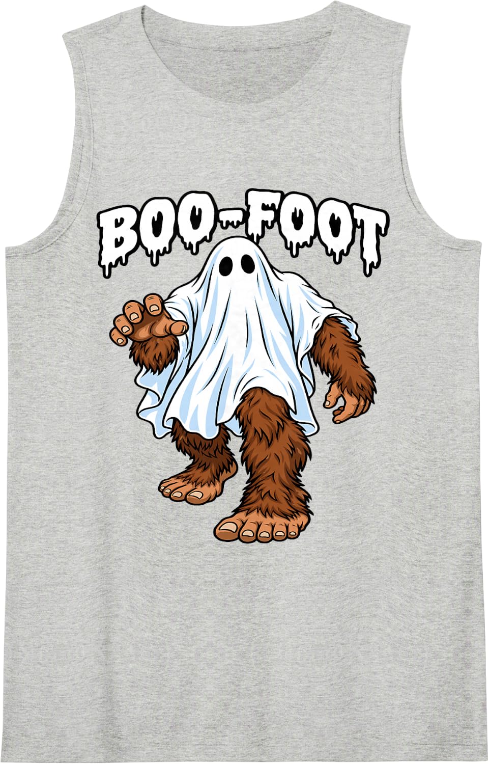 Funny Boo-Foot Big-Foot Ghost Costume Halloween Spooky Sleeveless Tank Top - Heather Grey