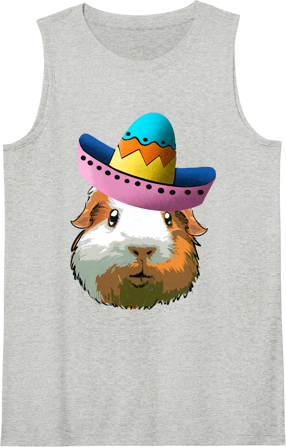 Guinea Pig Mexican Sombrero Cinco De Mayo Sleeveless Tank Top - Heather Grey