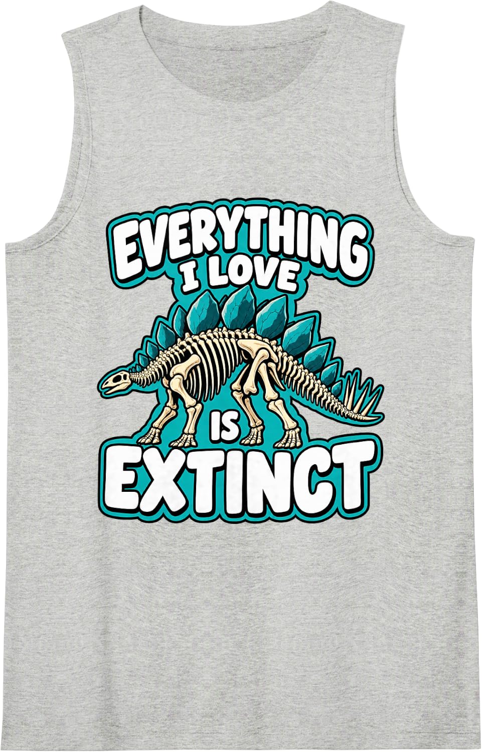 Paleontology Everything I Love is Extinct Nerd Stegosaurus Sleeveless Tank Top - Heather Grey
