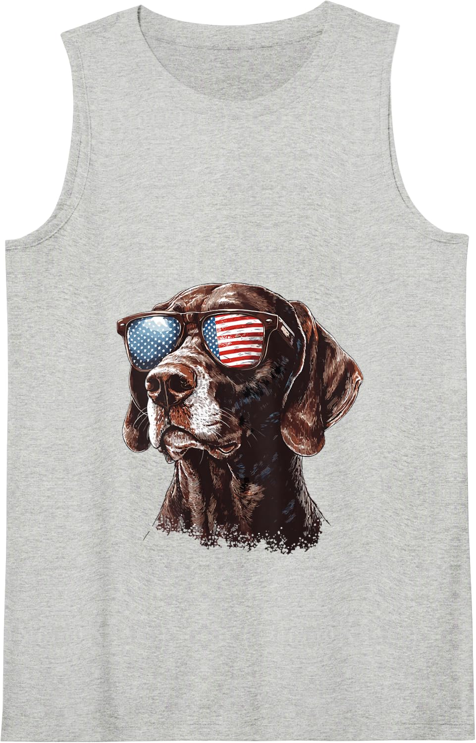 Patriotic GSP USA Flag Sunglasses Dog Lover 4th Of July Tank Top - Heather Grey