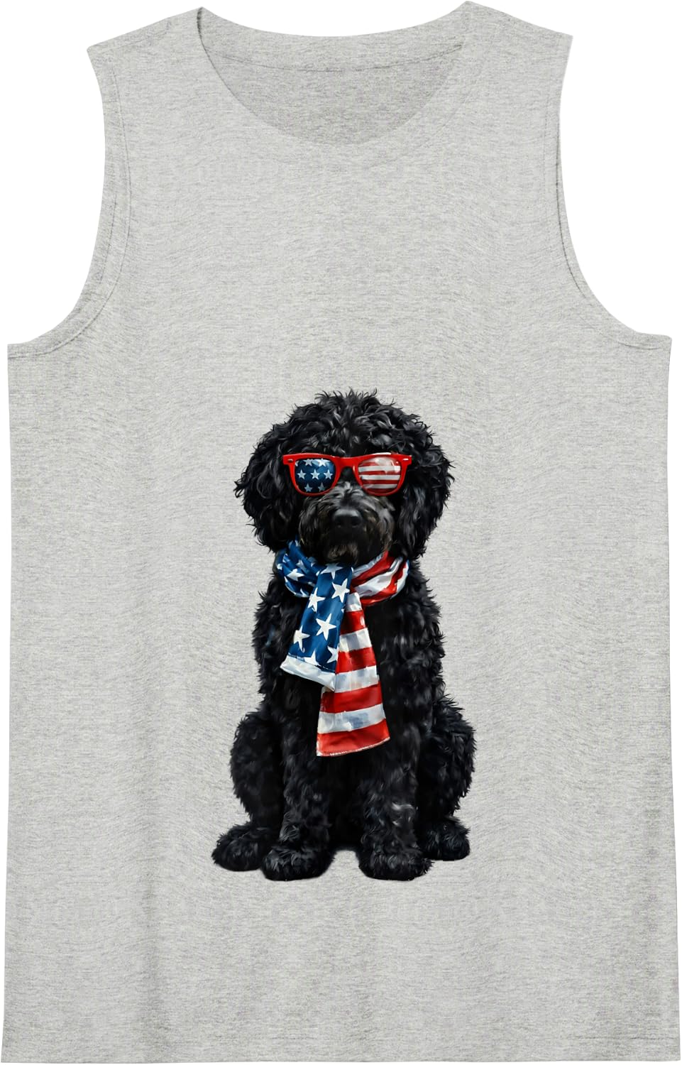 Goldendoodle 4th of July Patriotic Black Golden Doodle Cute Tank Top - Heather Grey
