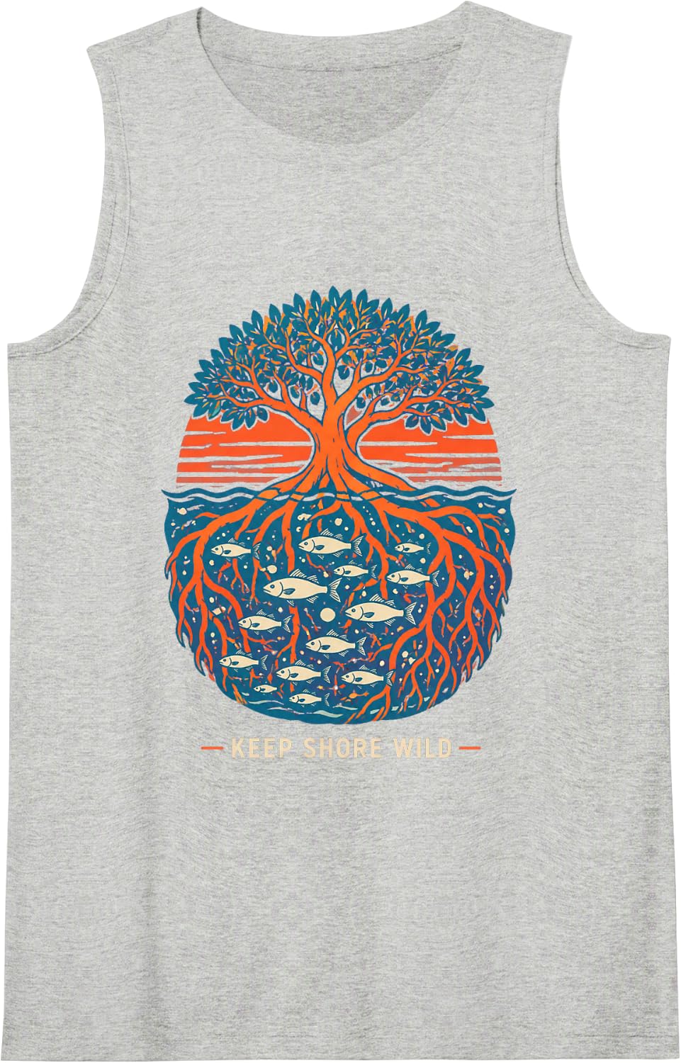 Keep Shore Wild Mangrove Tree Coastal Conservation Art Sleeveless Tank Top - Heather Grey
