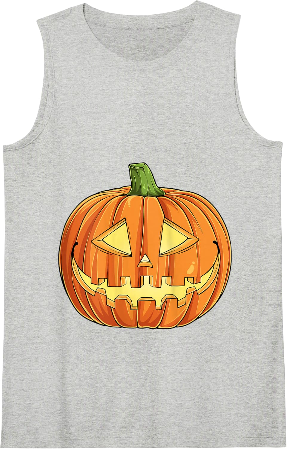 Scary Pumpkin Jack O Lantern Halloween Boys Girls Women Men Tank Top - Heather Grey