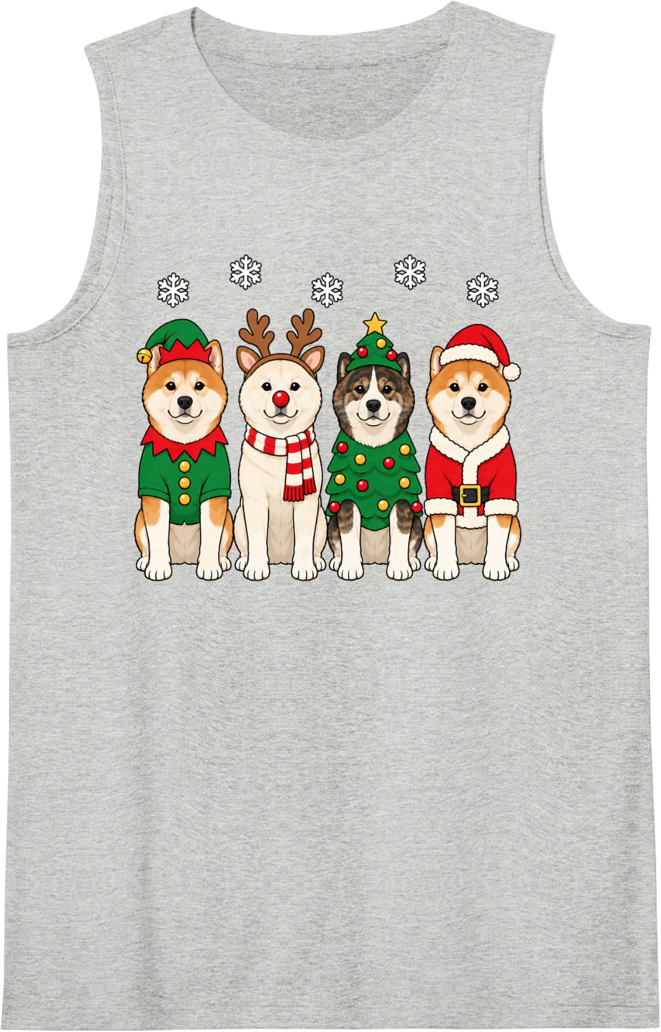 Akita Inu Christmas Reindeer Santa Dog Lover Sleeveless Tank Top - Heather Grey