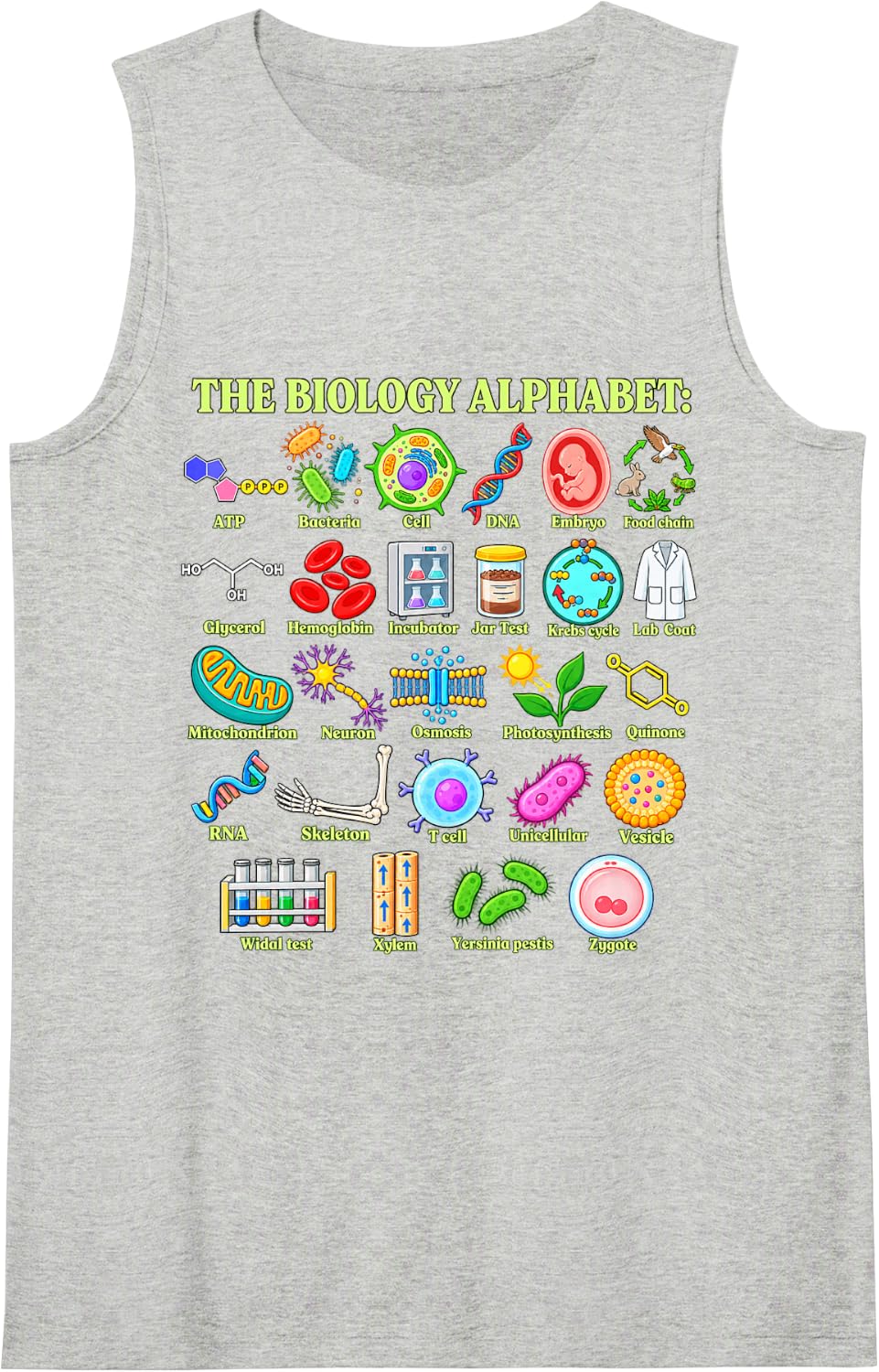 The Biology Alphabet Teacher Science Student Sleeveless Tank Top - Heather Grey