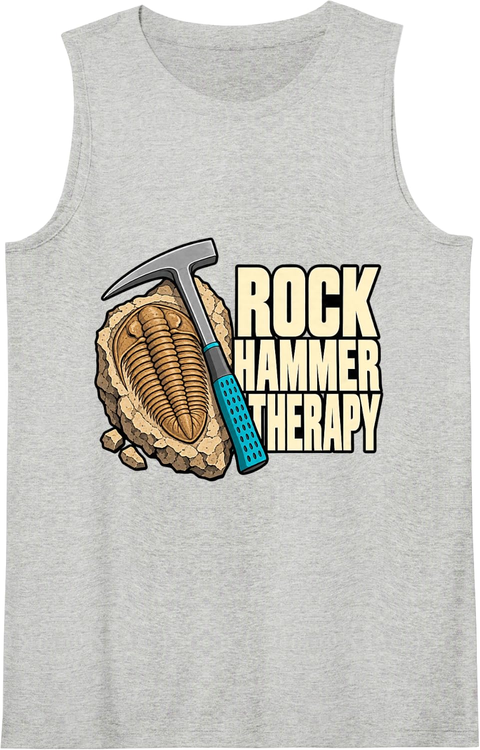 Paleontology Rock Hammer Therapy Trilobite Fans Funny Sleeveless Tank Top - Heather Grey