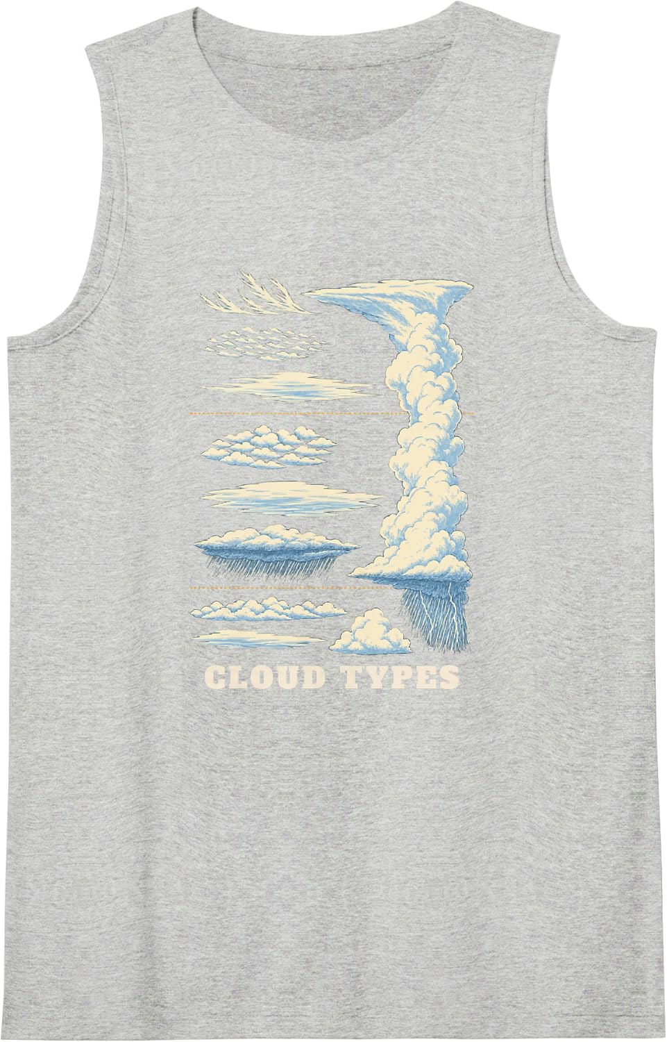 Cloud Types Chart All Ten Genera Weather Science Sleeveless Tank Top - Heather Grey
