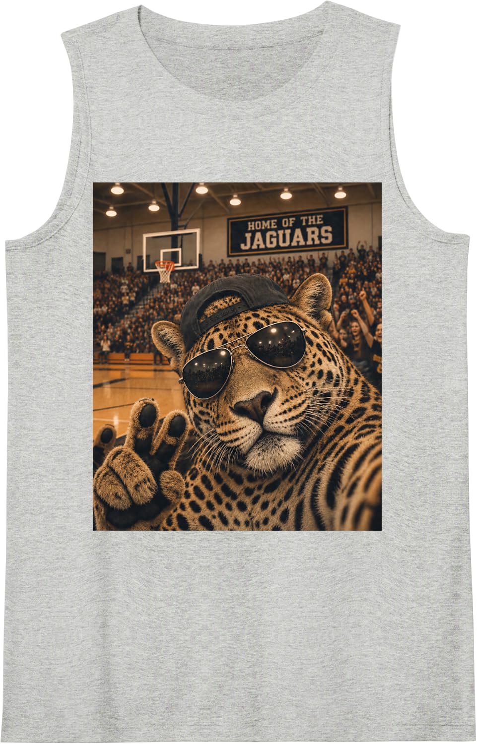 Jaguar Selfie Funny Basketball Vintage Game Day Cool Mascot Sleeveless Tank Top - Heather Grey