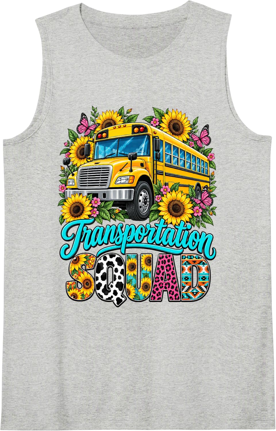 Transportation Squad Driving Bus Driver Back to School Class Sleeveless Tank Top - Heather Grey
