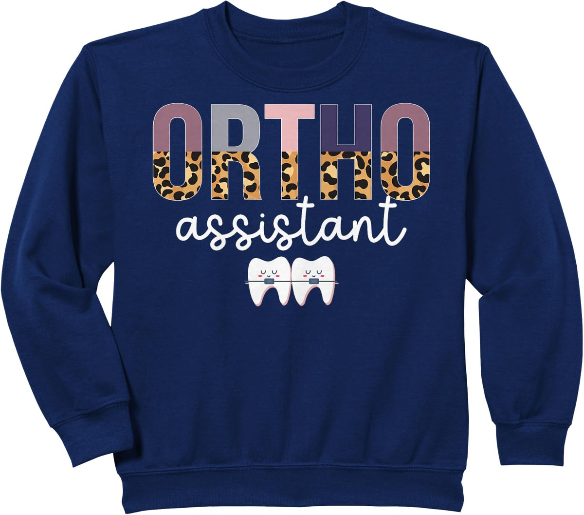 Ortho Assistant Leopard Orthodontic Assistant Sweatshirt - Navy Blue