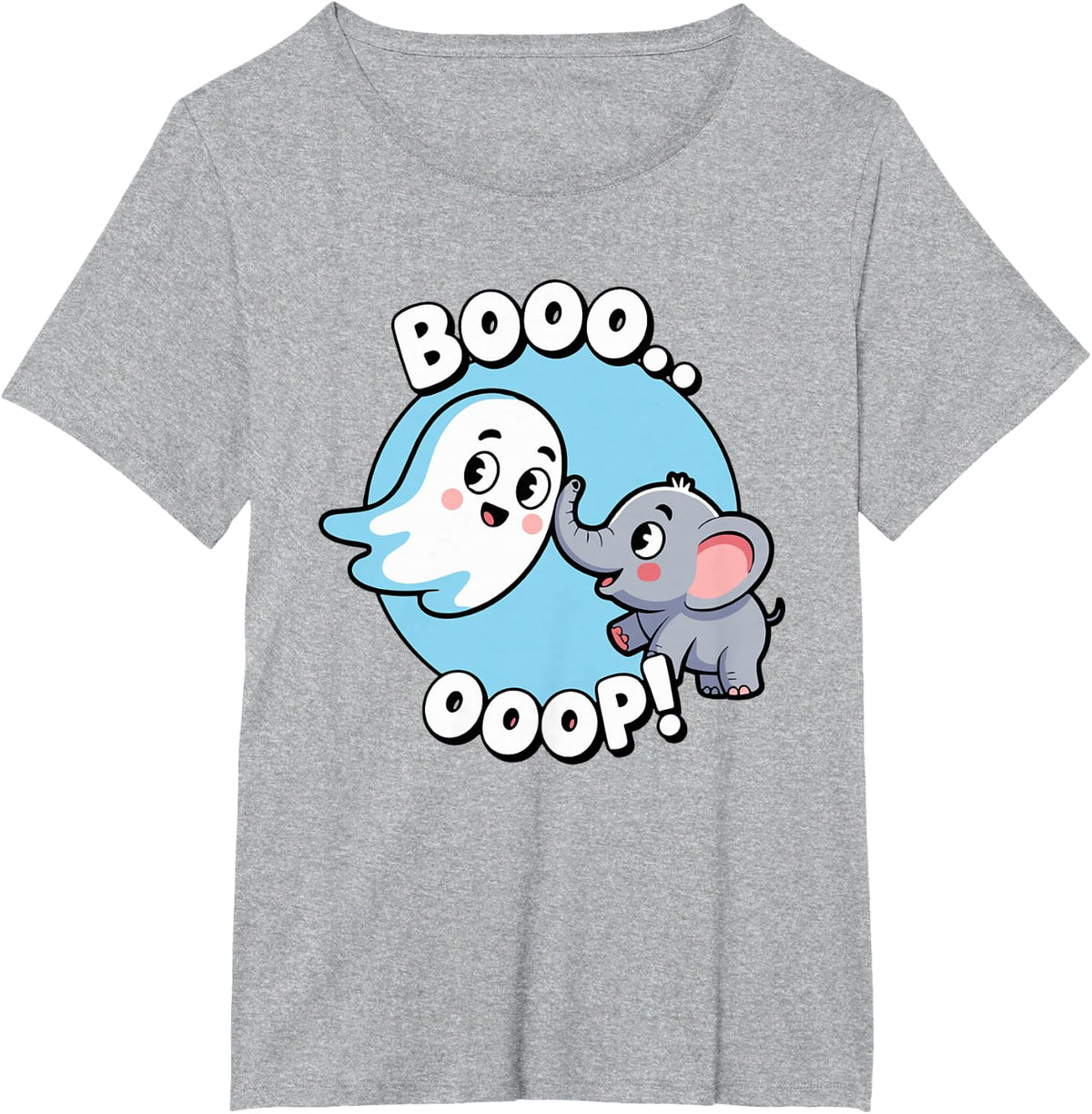 Boo OOP Ghost Easy Halloween Costume Spooky Season Elephant T-Shirt - Heather Grey