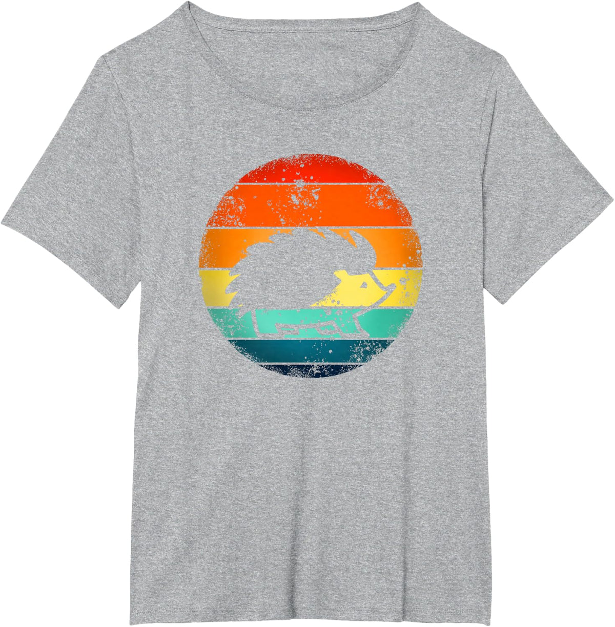 Hedgehog 70's Style Vintage Retro Sunset Hedgie T-Shirt - Heather Grey