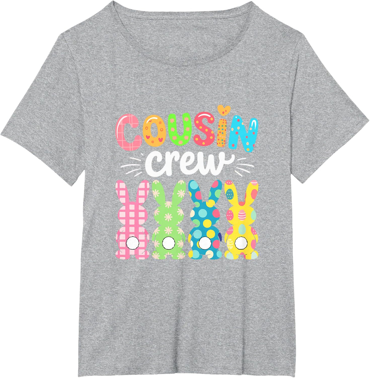 Cousin Crew Group Colorful Bunnies Easter Chocolate Eggs T-Shirt - Heather Grey