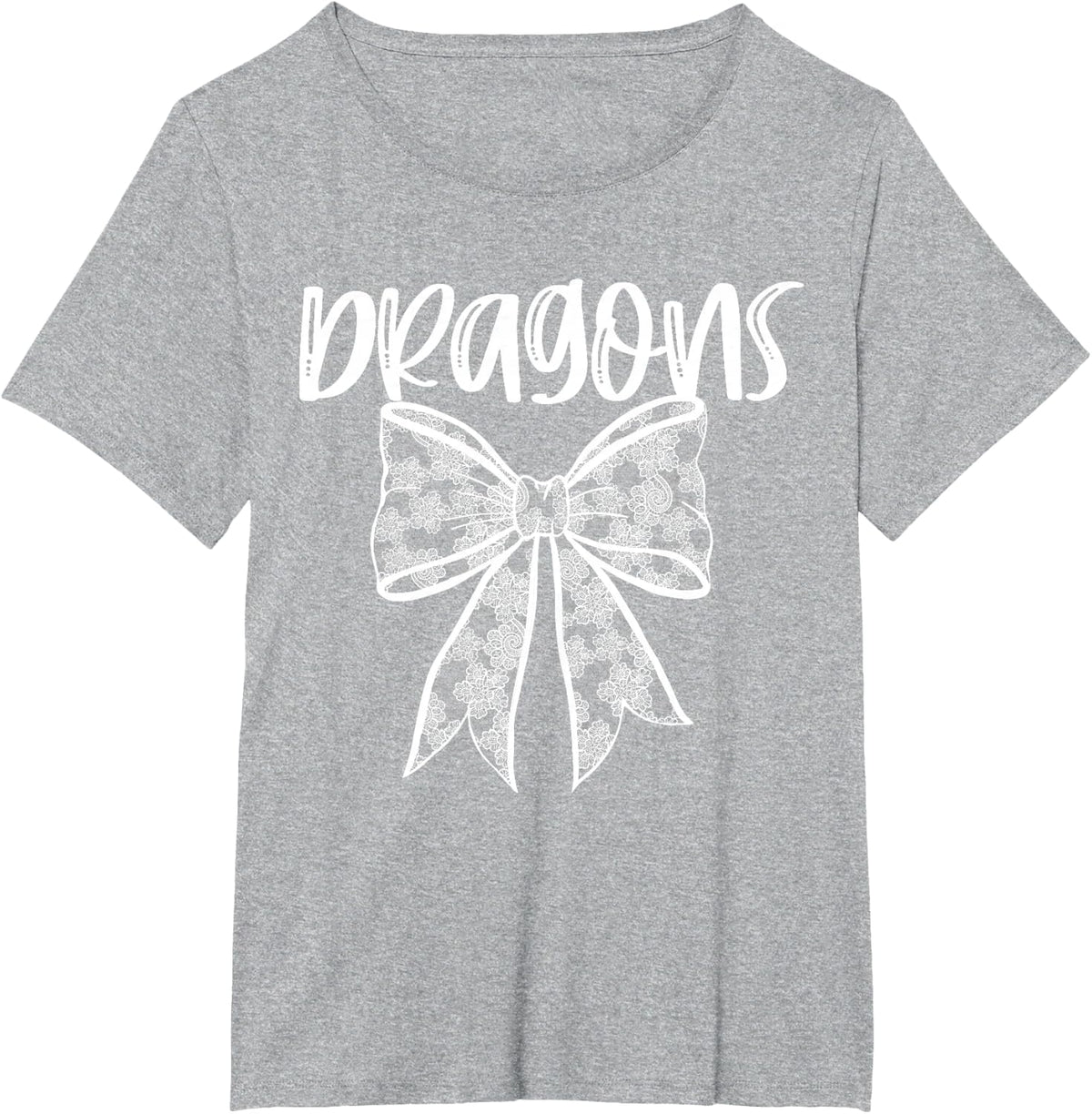 Dragons Coquette Aesthetic Girly Team Mascot Lace Bow Preppy T-Shirt - Heather Grey