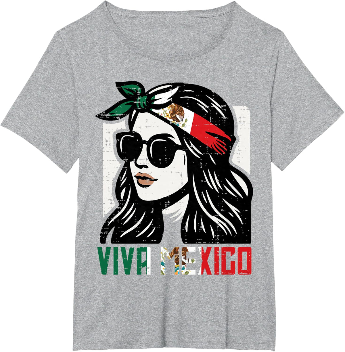 Woman Viva Mexico Flag Cinco De Mayo Mexican Women Girls T-Shirt - Heather Grey