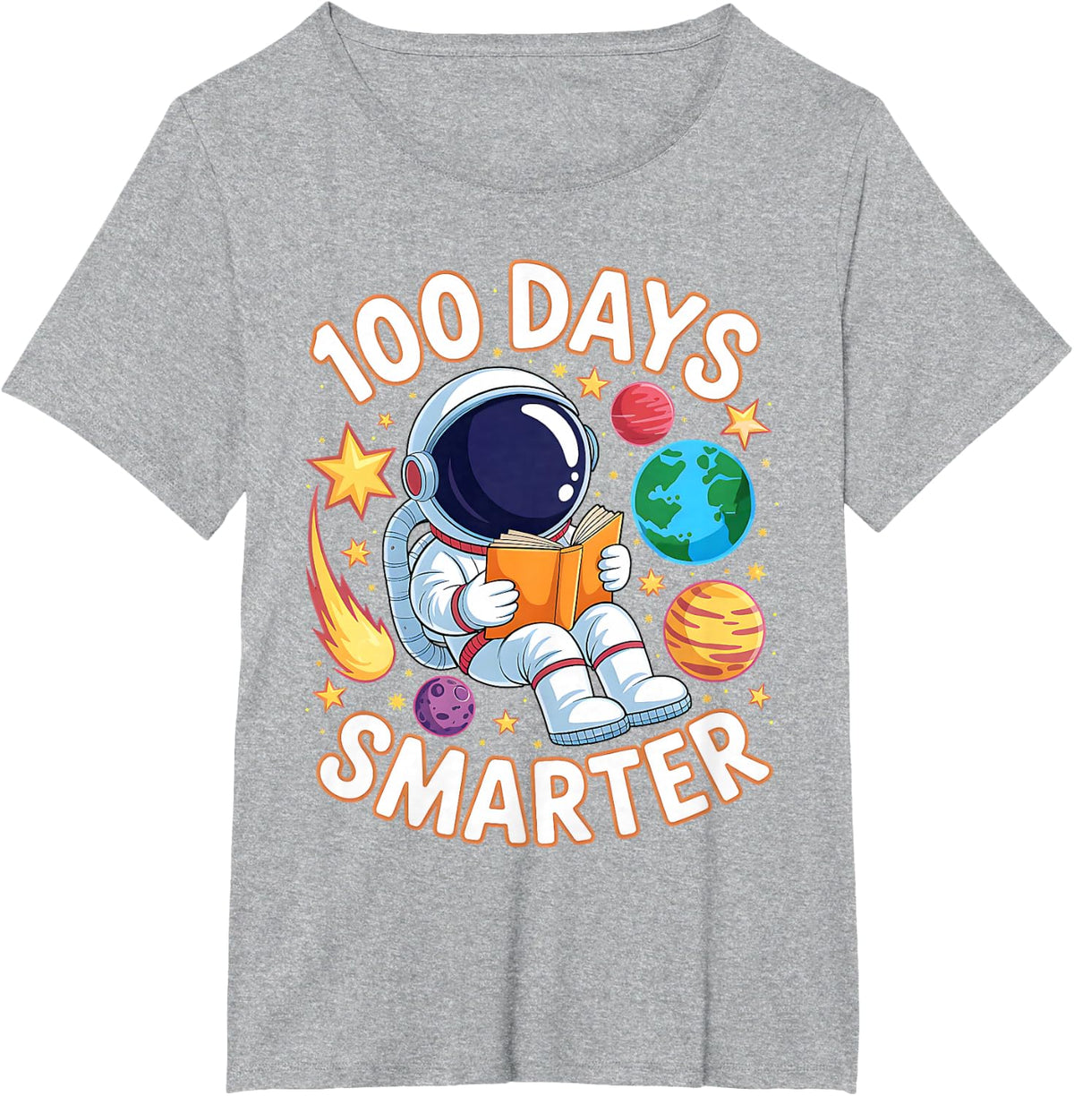 100 Days Smarter Space Astronaut 100th Day School Boys Kids T-Shirt - Heather Grey