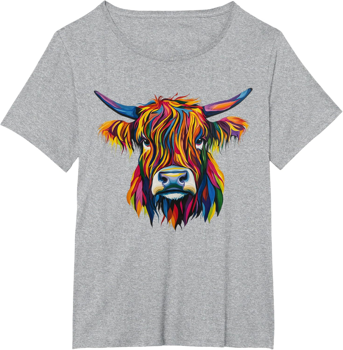 Funny Highland Cow Graphic T-Shirt - Heather Grey