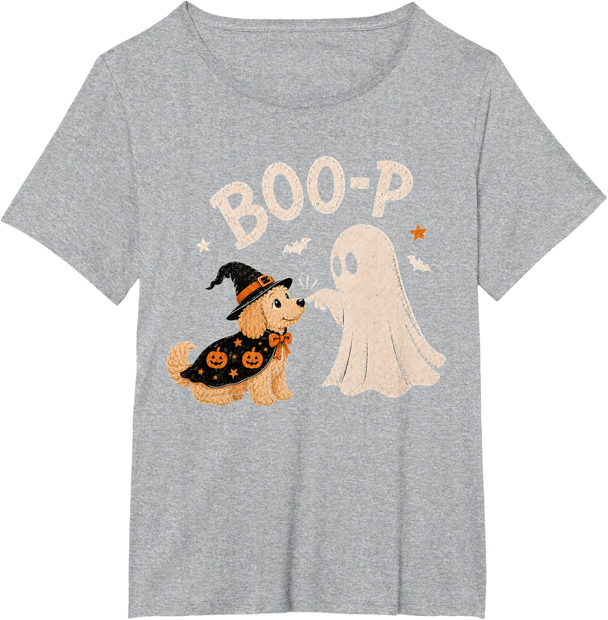 Goldendoodle Boo Boo-p Ghost Nose Boop Halloween Dog Lover T-Shirt - Heather Grey