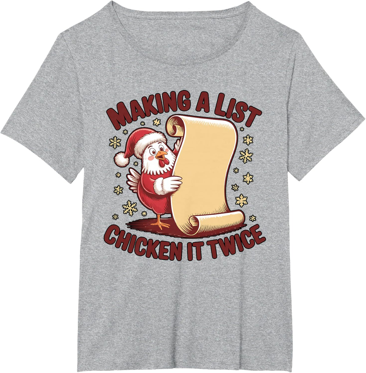 Making A List Chicken It Twice Funny Christmas Farm T-Shirt - Heather Grey