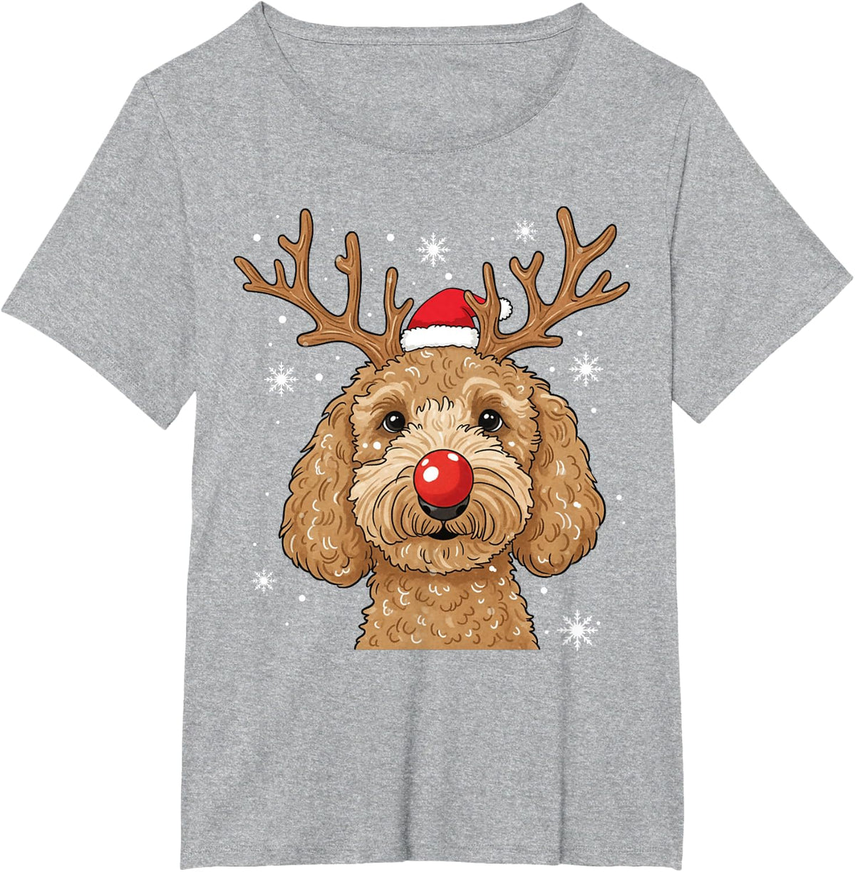 Christmas Goldendoodle Dog Reindeer Holiday Doodle Mom Xmas T-Shirt Tee for Dog Lovers - Heather Grey