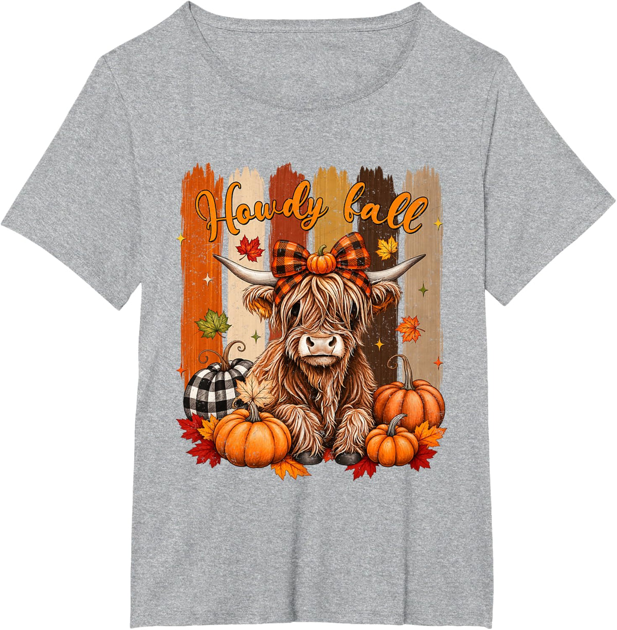 Howdy Fall Highland Cow Happy Thanksgiving Fall Autumn Vibes T-Shirt - Heather Grey