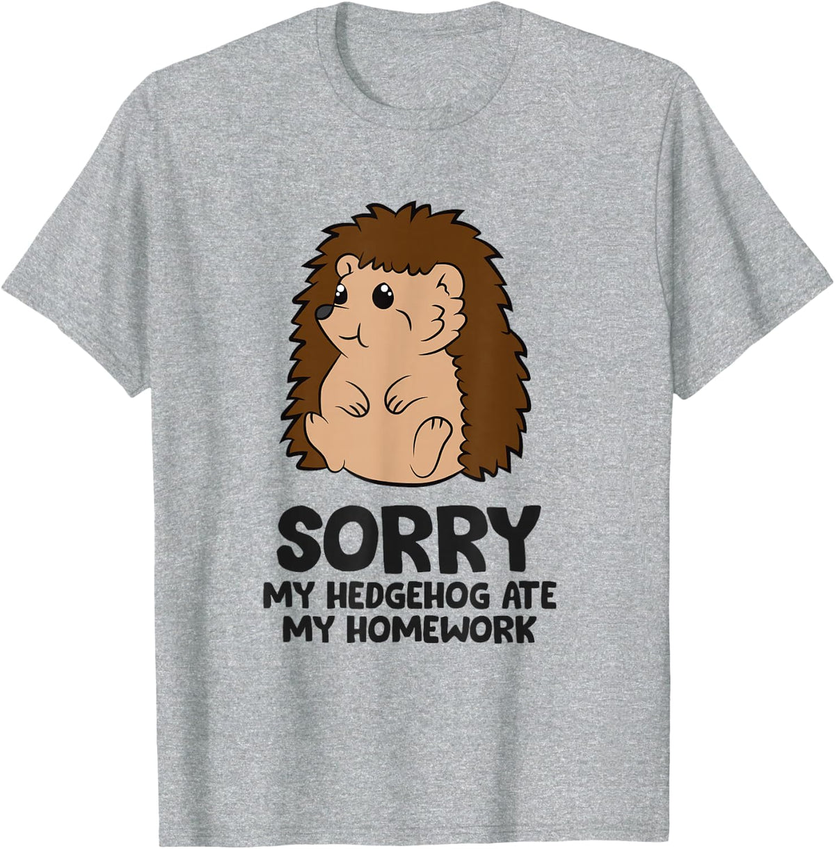 Sorry My Hedgehog Ate My Homework Kids School Hedgehog T-Shirt - Heather Grey