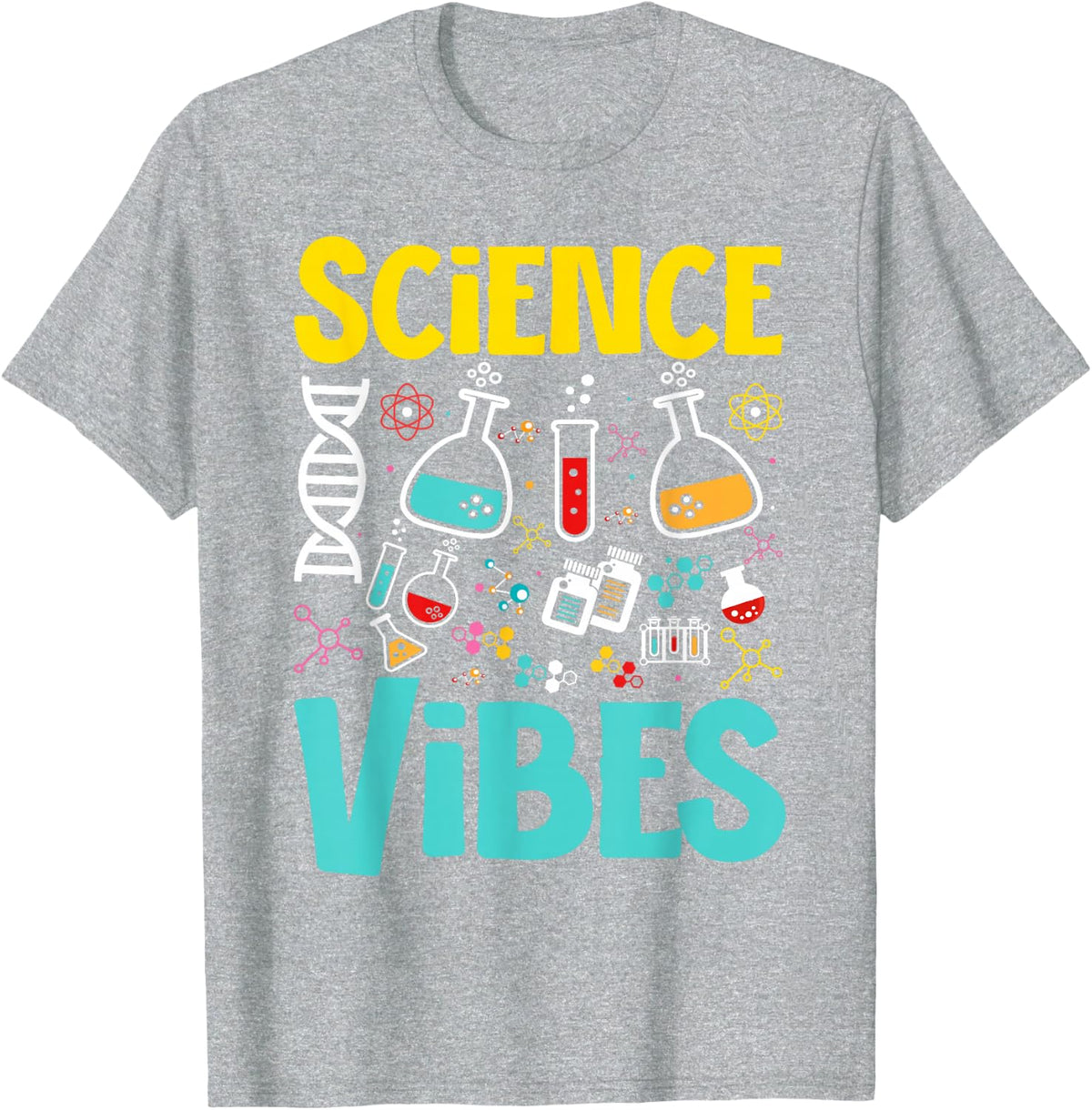 Groovy Science Vibes Back To School Teacher Scientist Tee T-Shirt - Heather Grey