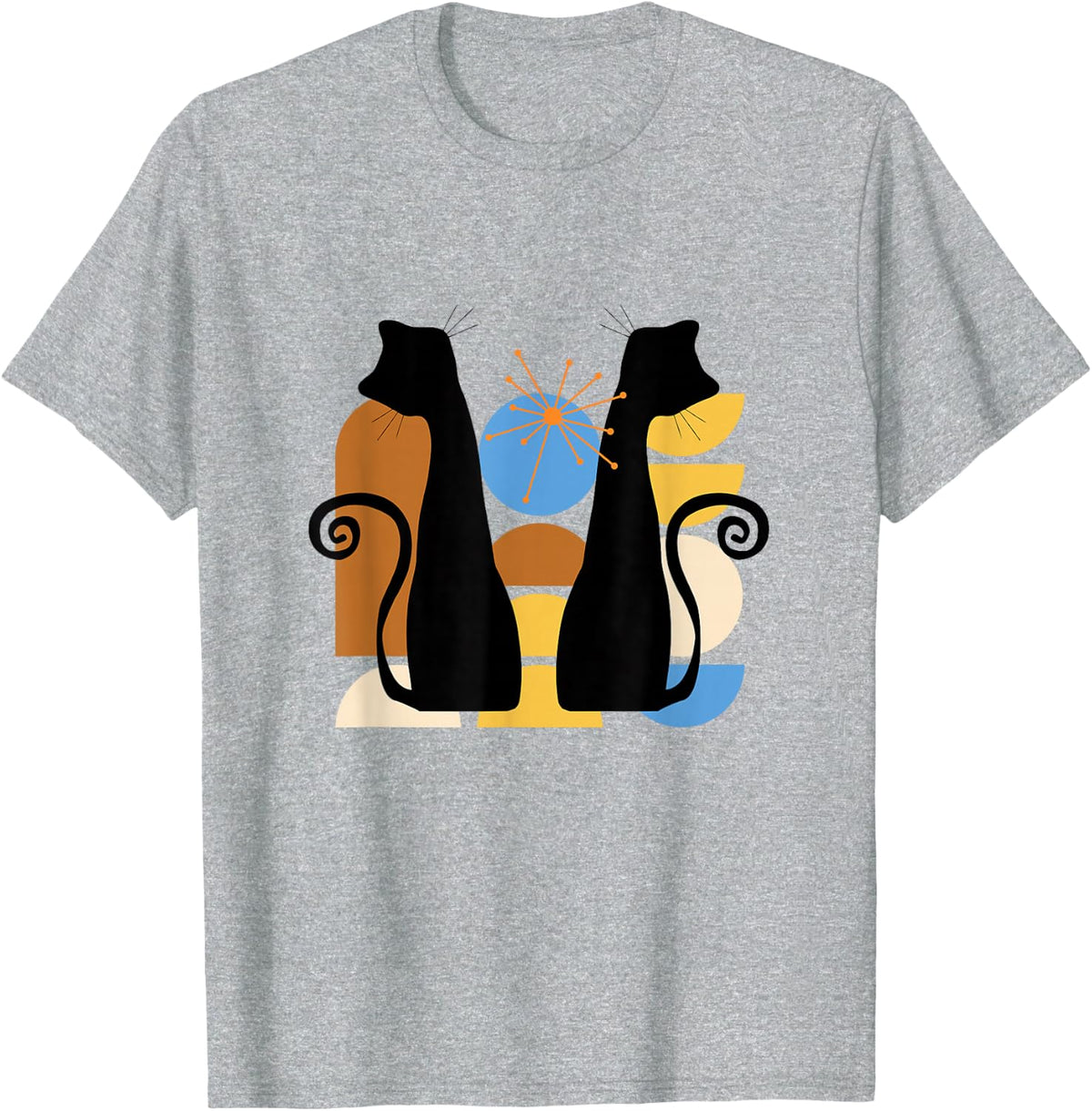 Twin Cats Midcentury Atomic Age Modern Mid Century T-Shirt - Heather Grey