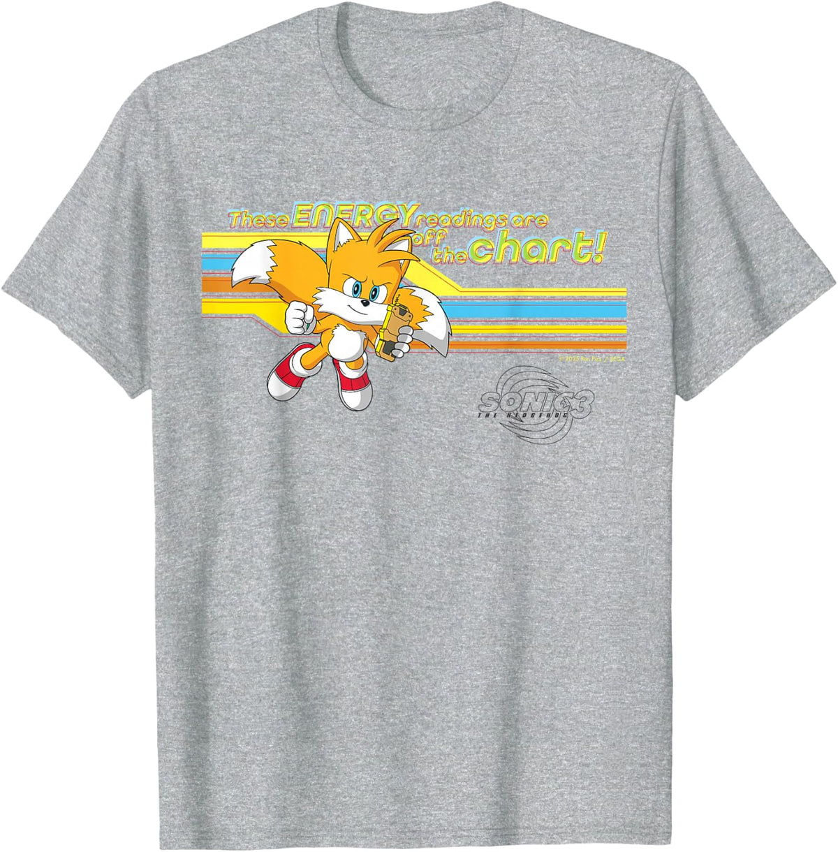 Sonic the Hedgehog 3 - Tails Energy Readings T-Shirt - Heather Grey