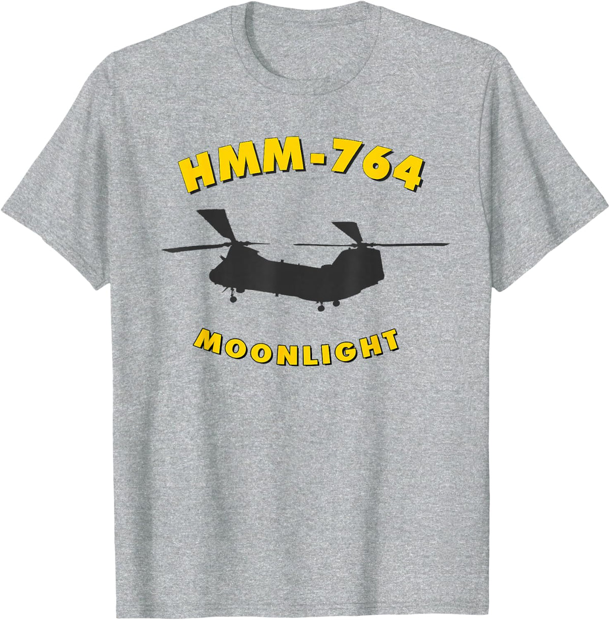 HMM-764 Moonlight Helicopter Squadron CH-46 Sea Knight T-Shirt - Heather Grey