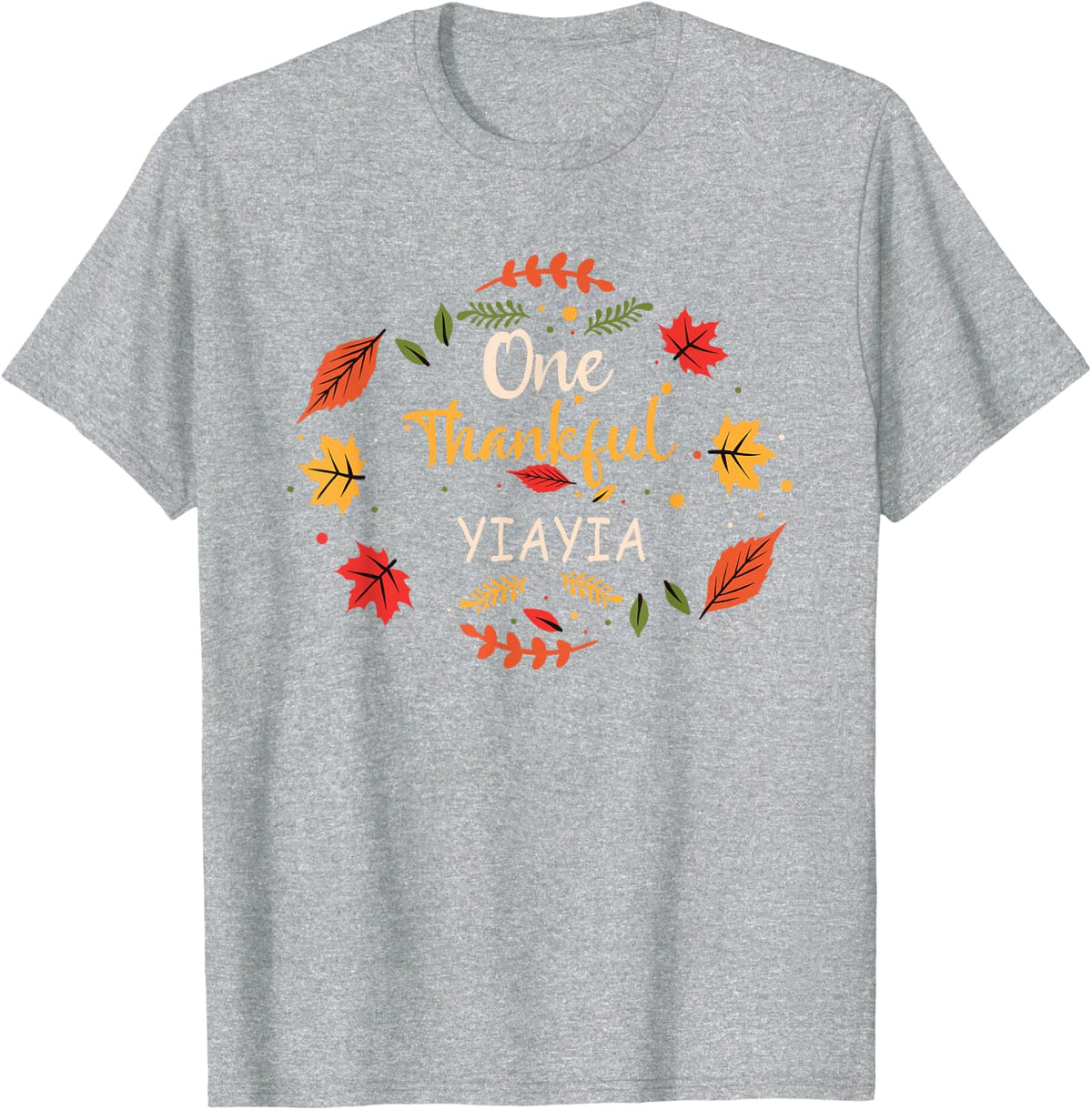 One Thankful Yiayia Family Matching Gift T-Shirt - Heather Grey
