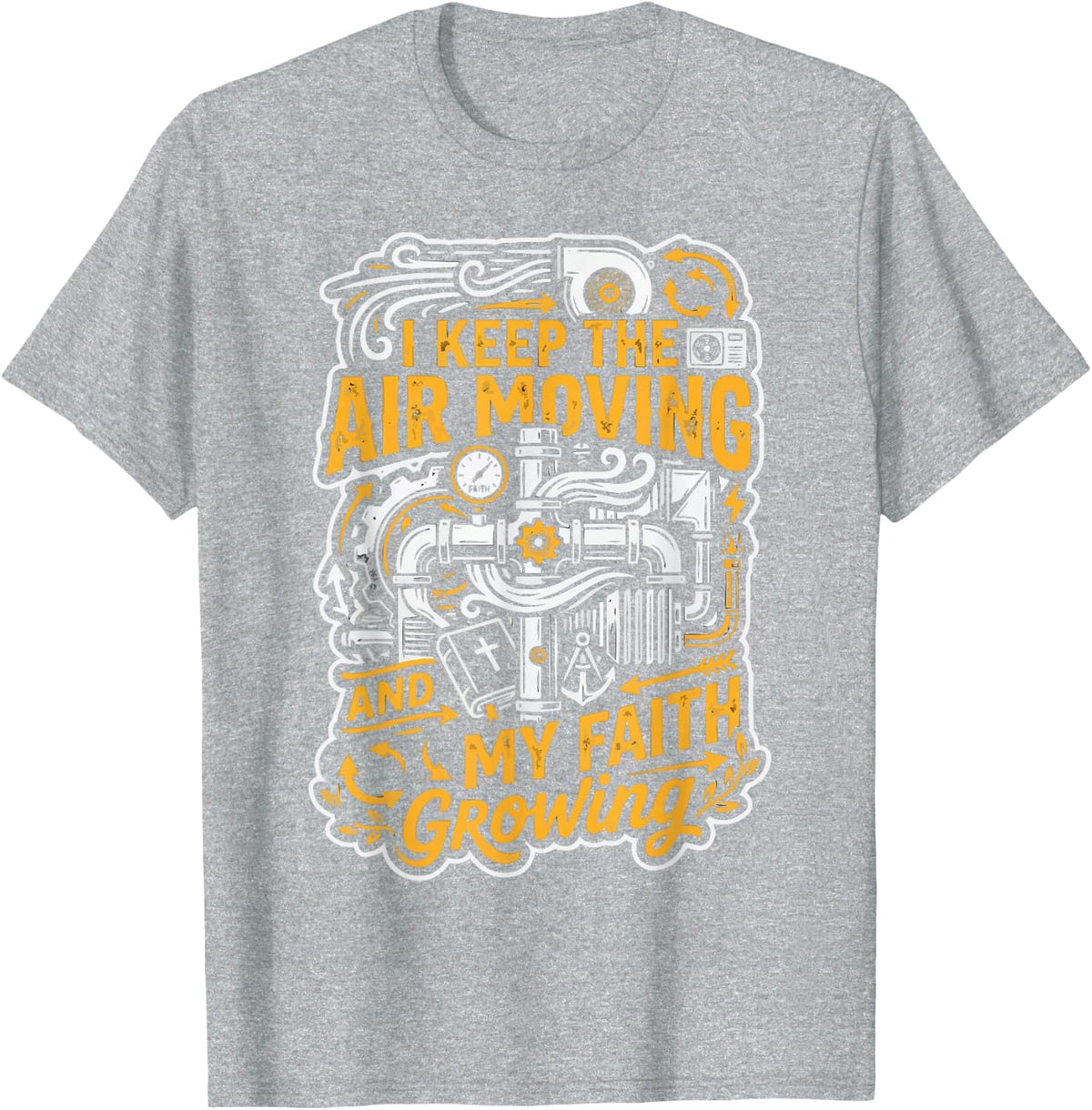 Christian HVAC Tech Jesus Christ Air Conditioning T-Shirt - Heather Grey