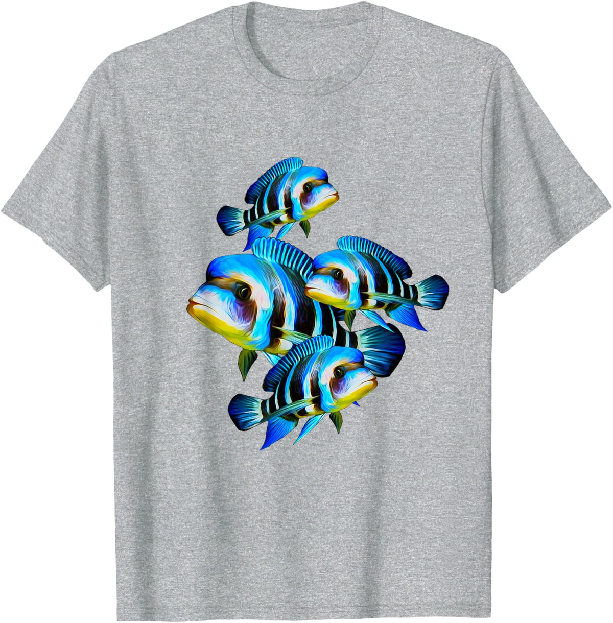 Frontosa Cichlid School Fish Tank Owner Aquarium T-Shirt - Heather Grey