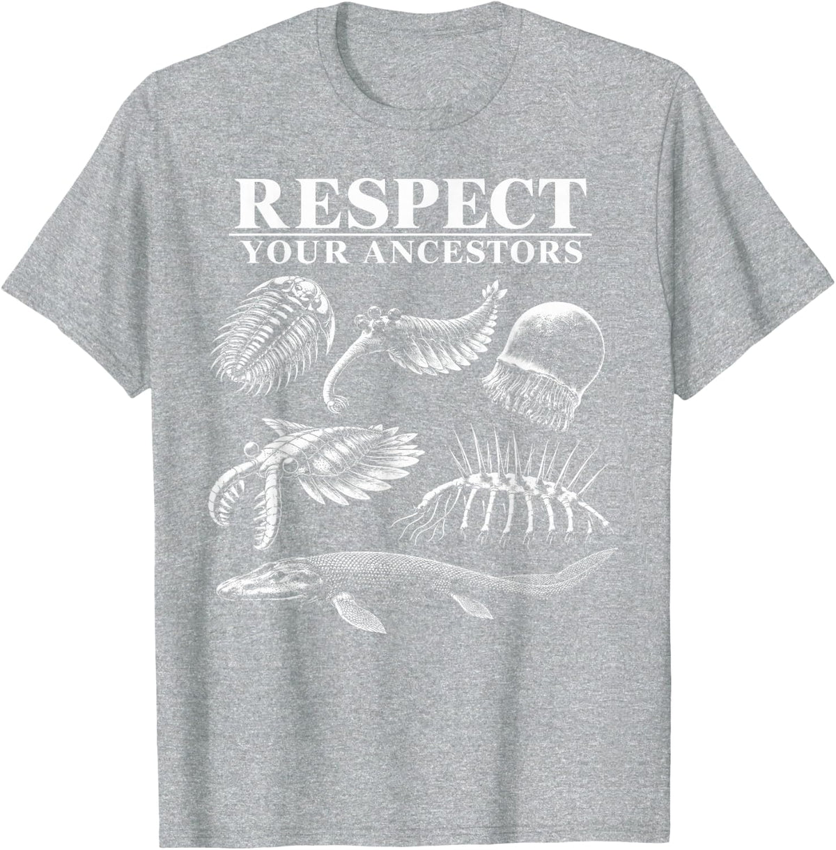 Respect Your Ancestors Paleontology Evolution Science Nerd T-Shirt - Heather Grey