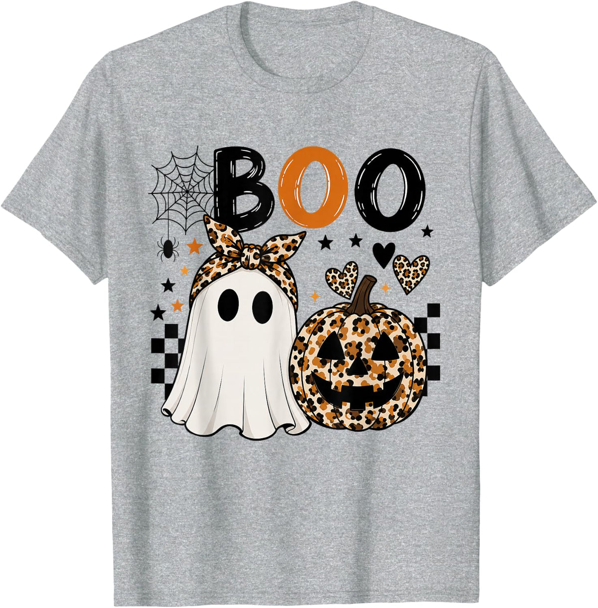 Camo Boo Halloween Pumpkin Jack O Lanterns Spooky Season T-Shirt - Heather Grey