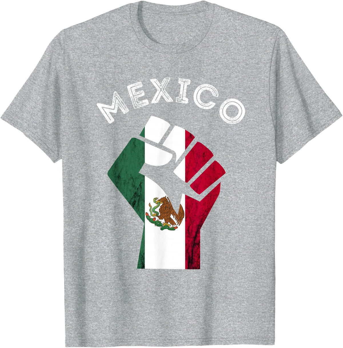 Handfist Mexican Flag Mexico Mexican Pride Mexican Roots T-Shirt - Heather Grey