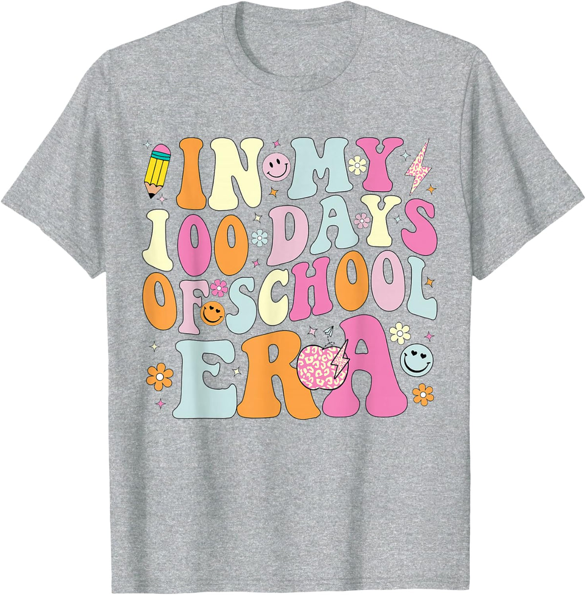 Groovy In My 100 Days Of School Era Cute 100th Day Of School Tee T-Shirt - Heather Grey