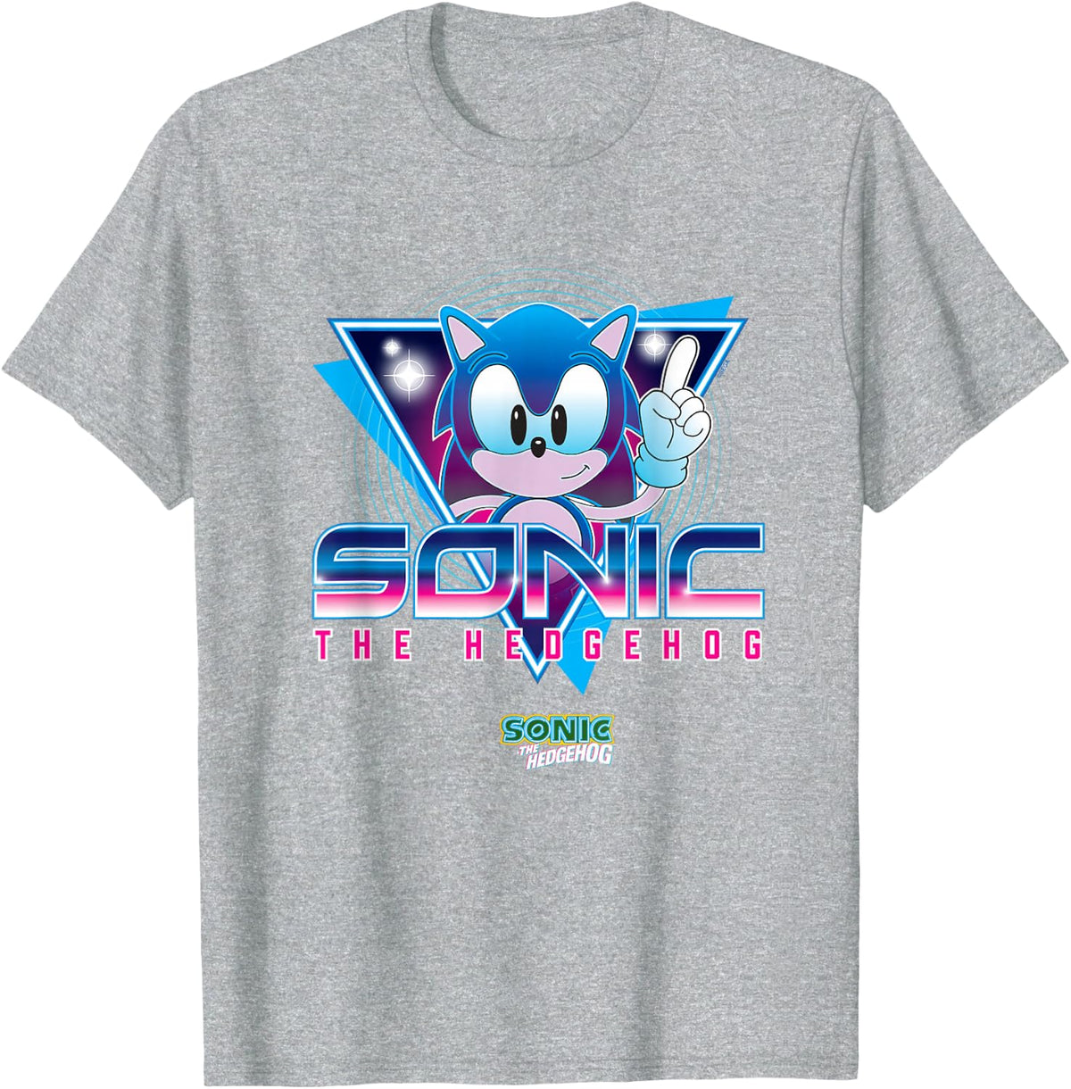 Sonic The Hedgehog Sonic Retro Neon Logo T-Shirt - Heather Grey