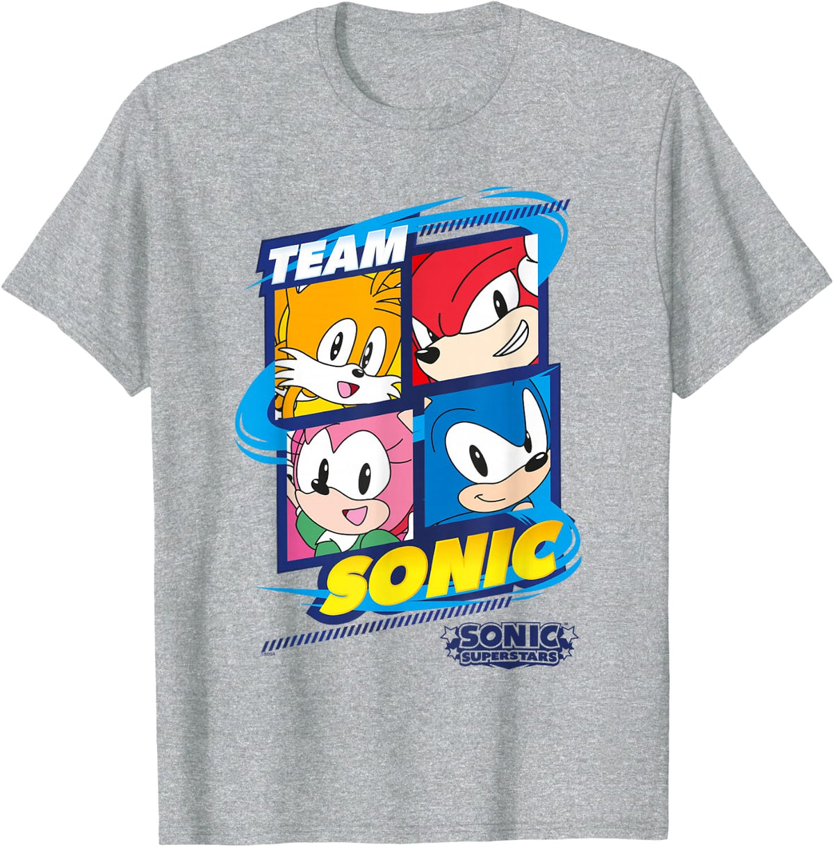 Sonic The Hedgehog, Sonic Superstars - Team Sonic T-Shirt - Heather Grey