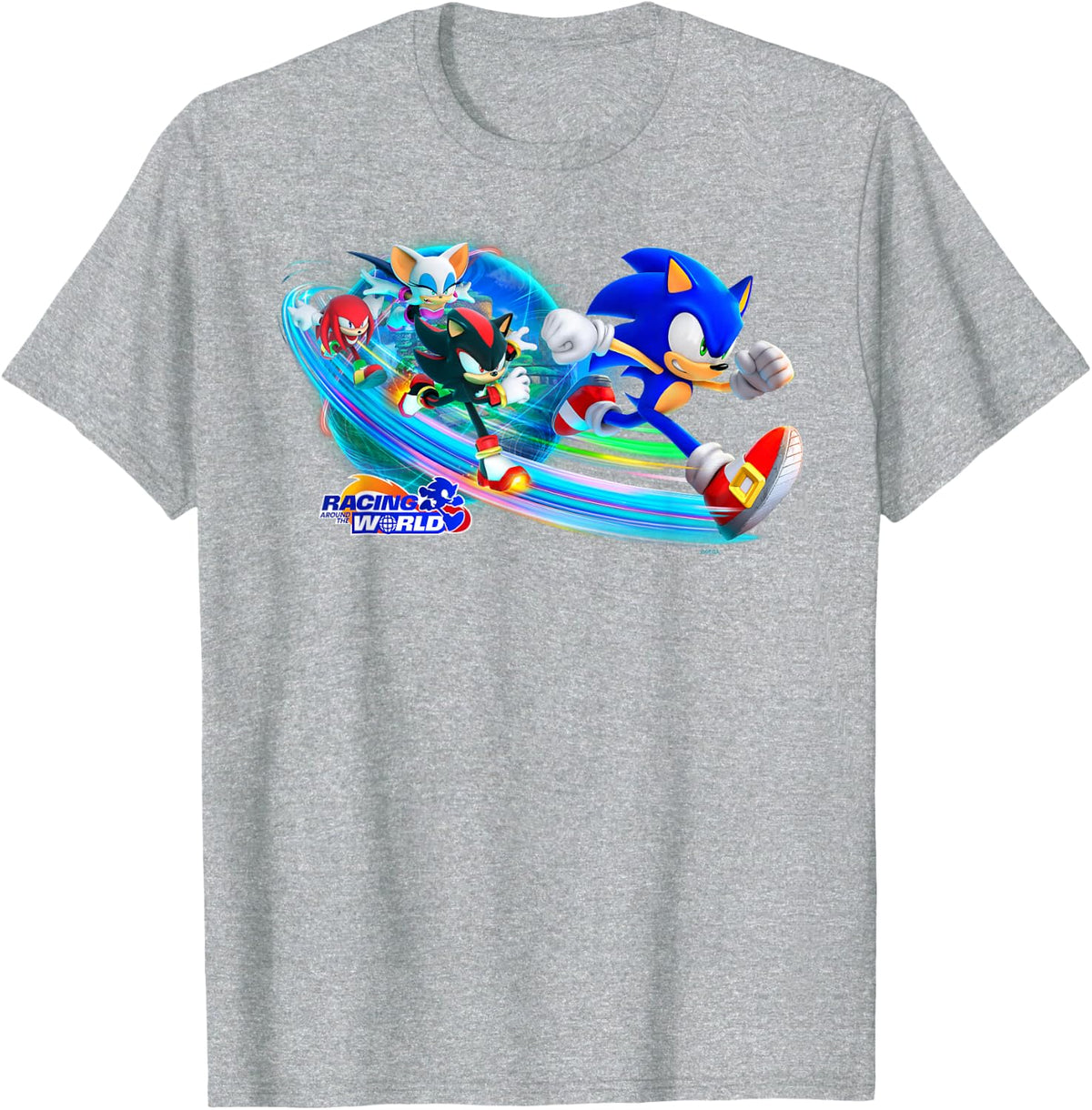 Sonic the Hedgehog - Racing Around the World Key Art T-Shirt - Heather Grey