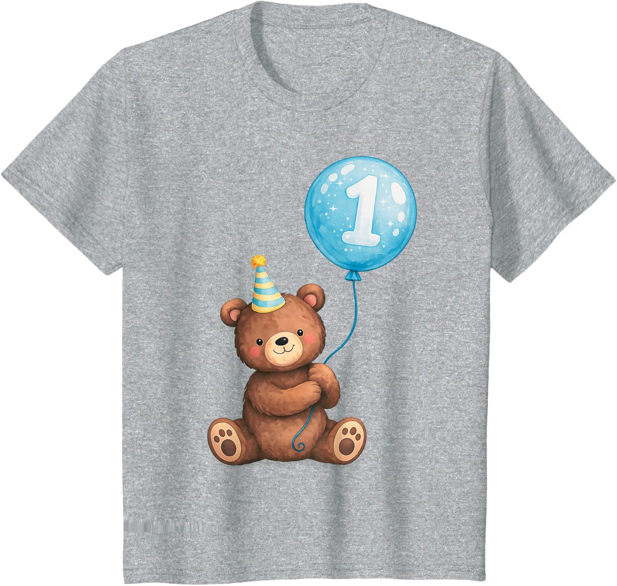Teddy Bear 1st Birthday Shirt for Boys Girls First Birthday T-Shirt Tee - Heather Grey